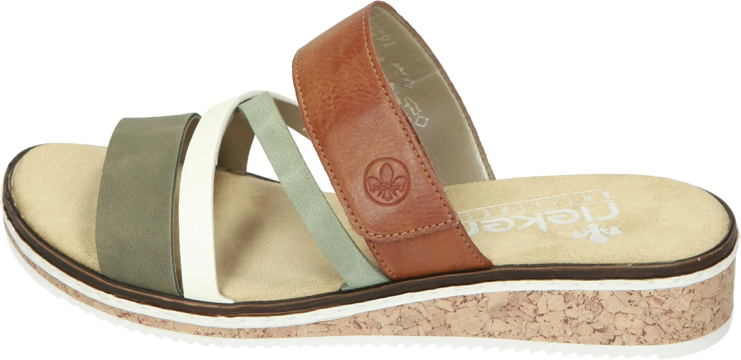 Rieker Klassische Pantoletten In Olive/offwhite/mint/cayenne 4 Rieker Klassische Pantoletten In Olive/offwhite/mint/cayenne – Bild 2