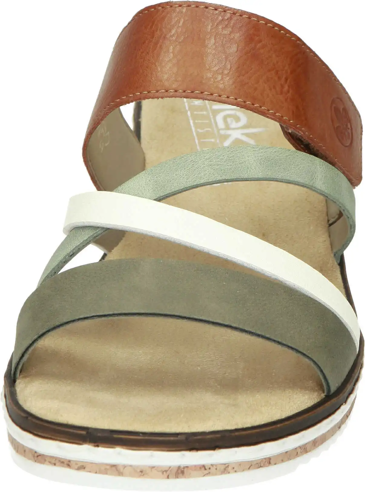 Rieker Klassische Pantoletten In Olive/offwhite/mint/cayenne 5 Rieker Klassische Pantoletten In Olive/offwhite/mint/cayenne – Bild 3