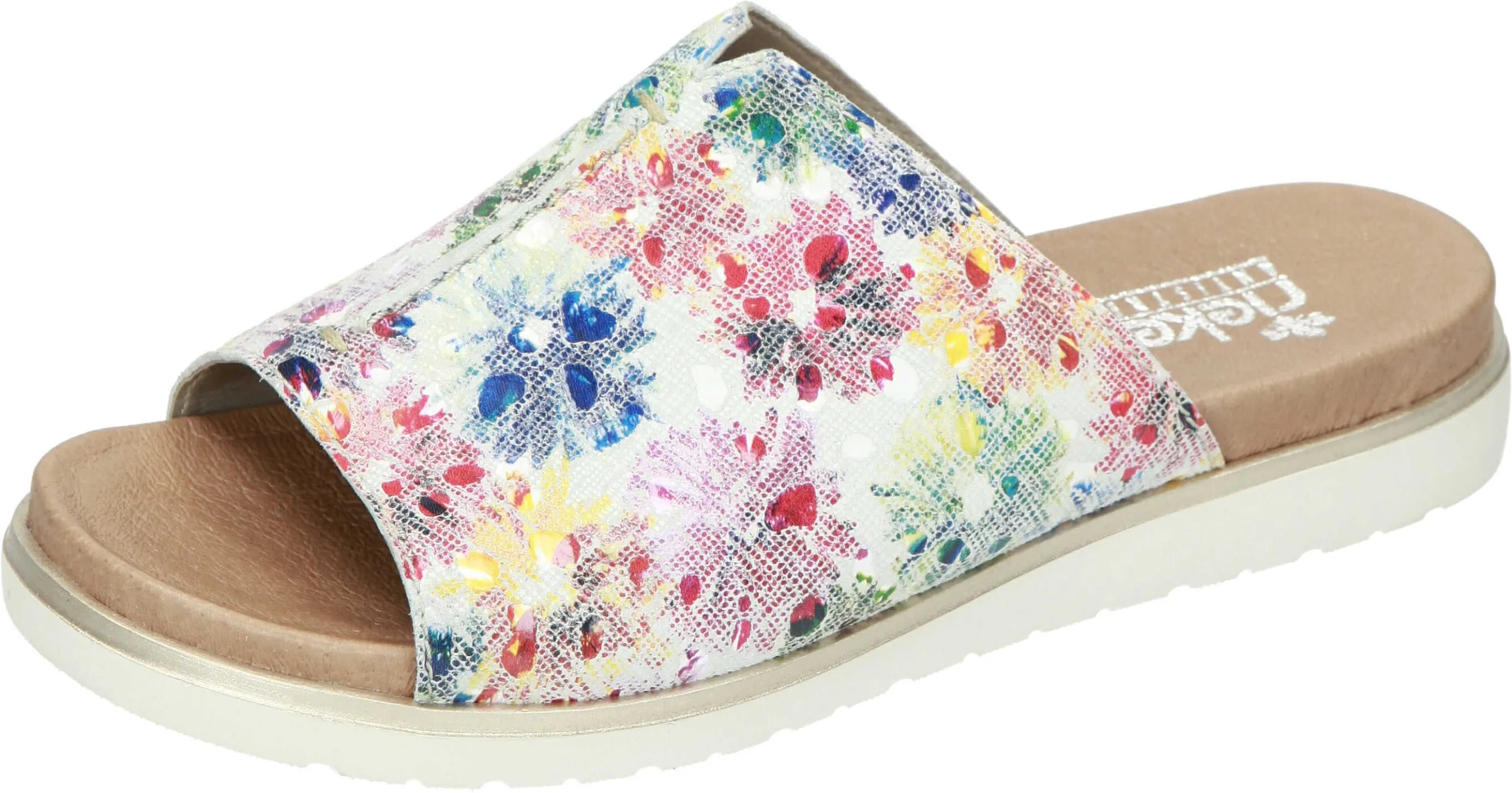 Rieker Klassische Pantoletten In Weiss-multi 3 Rieker Klassische Pantoletten In Weiss-multi
