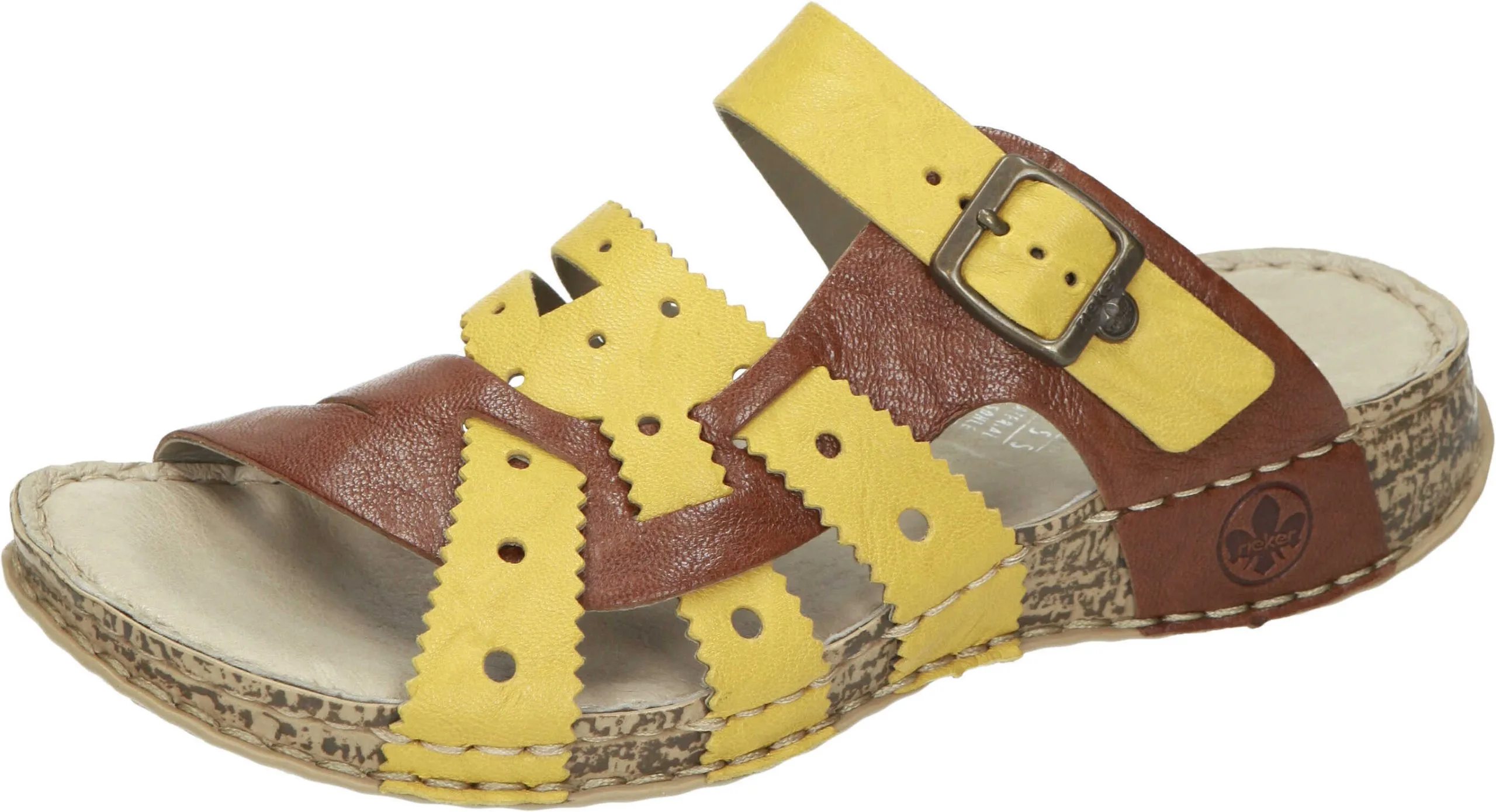 Rieker Klassische Pantoletten In Yellow/cuoio 3 Rieker Klassische Pantoletten In Yellow/cuoio