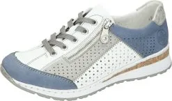 Rieker Schnürschuhe In Jeans/weiss/cement/fog-silver