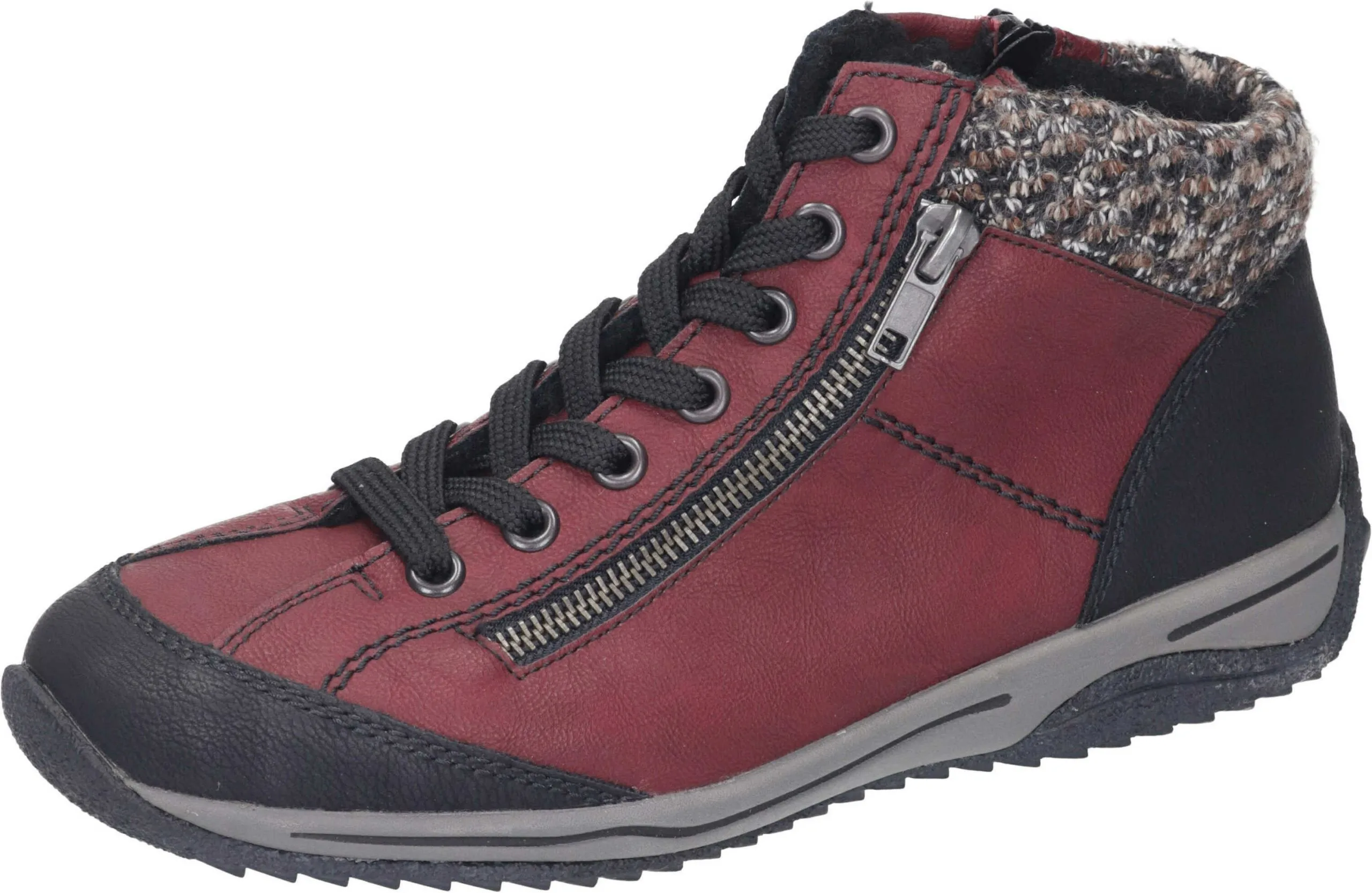 Rieker Schnürstiefeletten In Bordeaux/schwarz 9 Rieker Schnürstiefeletten In Bordeaux/schwarz – Bild 7