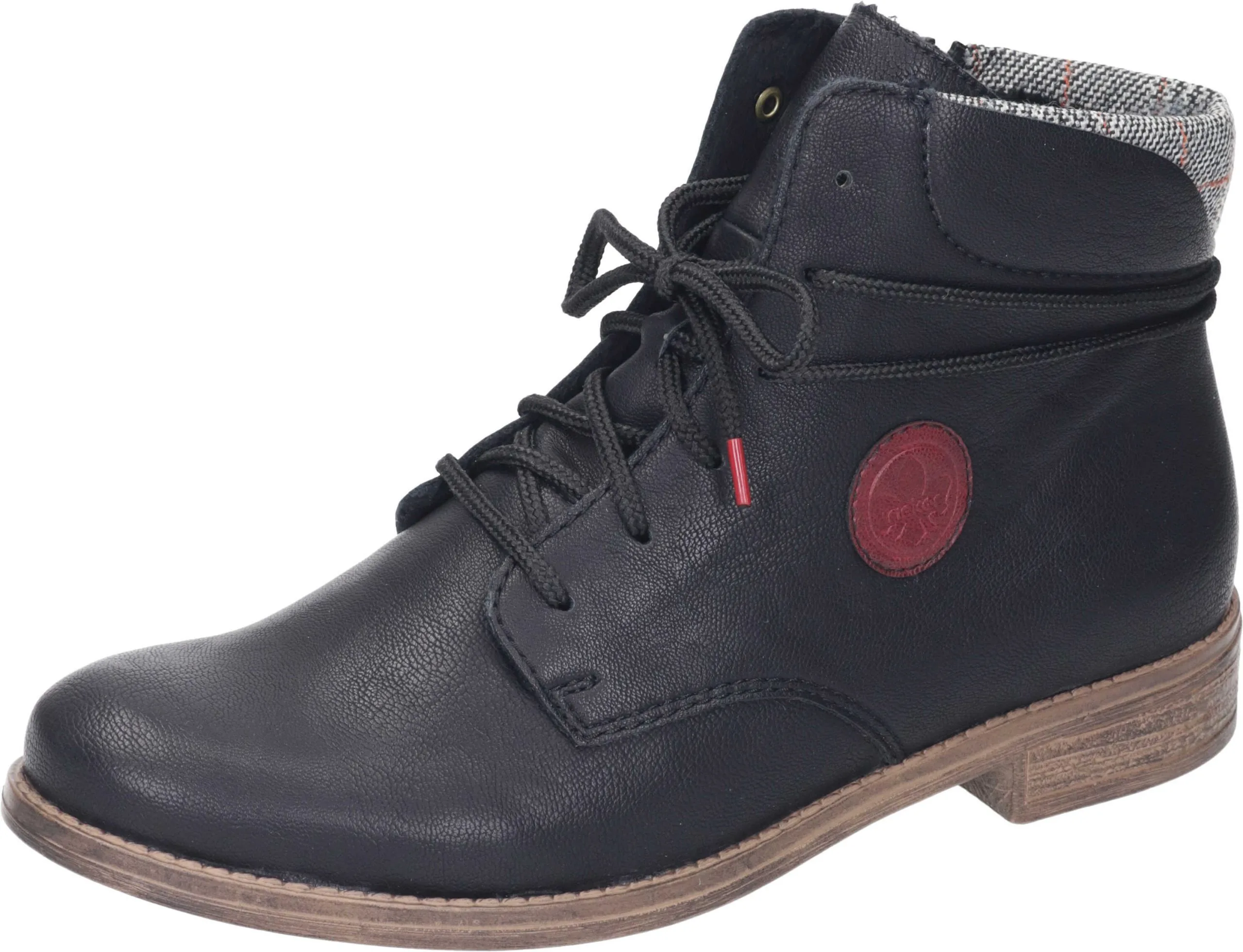 Rieker Schnürstiefeletten In Schwarz/grau-rost/wine 3 Rieker Schnürstiefeletten In Schwarz/grau-rost/wine